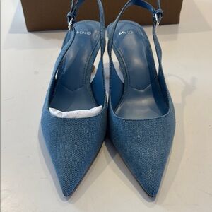 Mango Blue Denim Slingback Heels